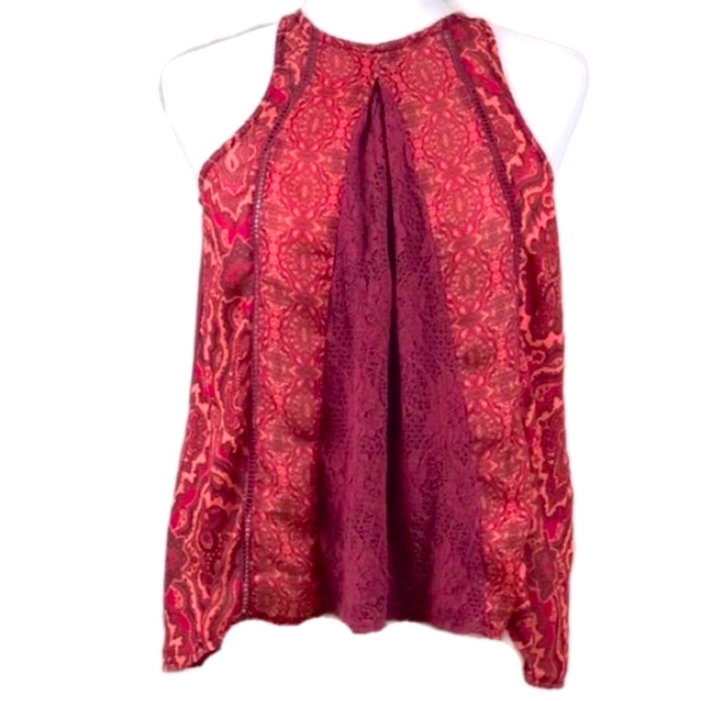 HINT OF MINT Bohemian Artsy Gypsy Lagenlook Boho Earthy Flowy Patchwork Blouse S